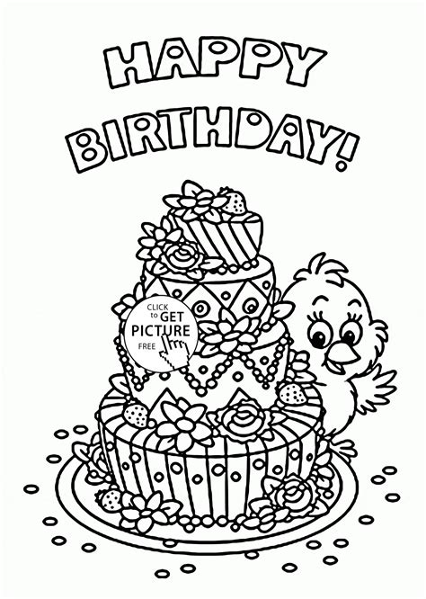 Birthday card coloring pages for kids and adults