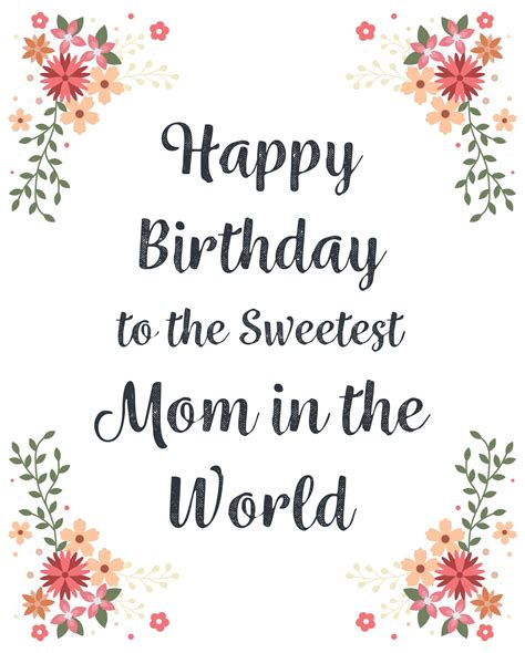 Birthday Card Printables for Mom