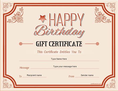 Birthday Certificate Template in Microsoft Word