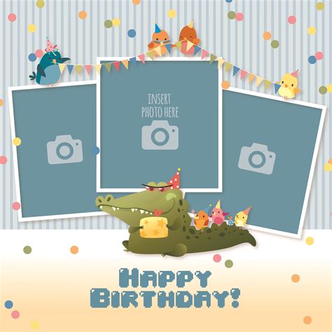 A birthday collage template with space for up to 5 photos