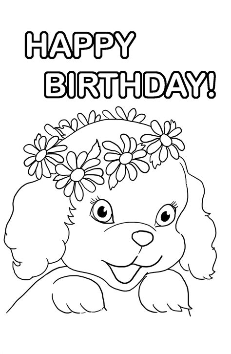 Birthday coloring page with animals