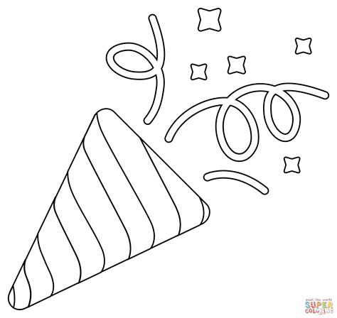 Birthday coloring page with confetti