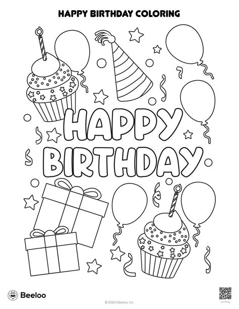 Happy birthday coloring pages for kids and adults