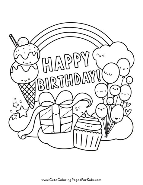 Birthday coloring pages for toddlers