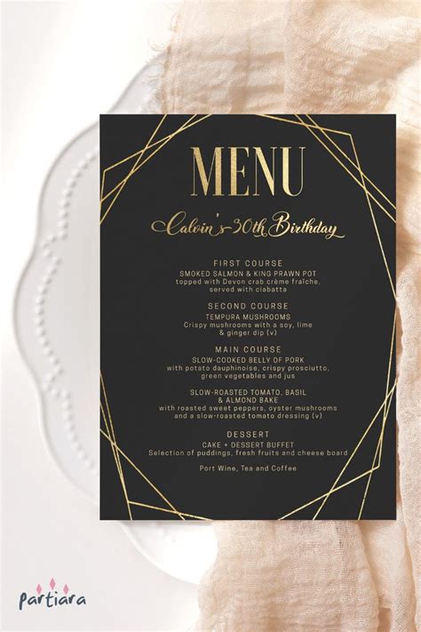 Birthday Dinner Menu Template Ideas