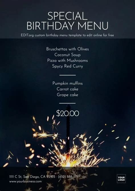 Birthday Dinner Menu Template Ideas