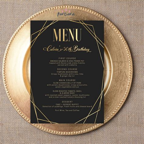 Birthday Dinner Menu Template Ideas