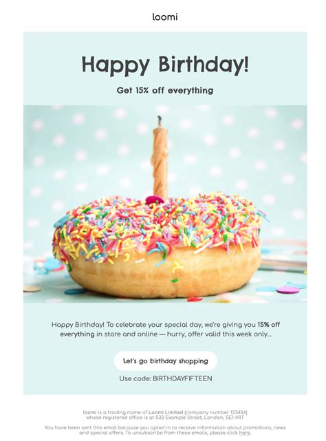 Birthday email example