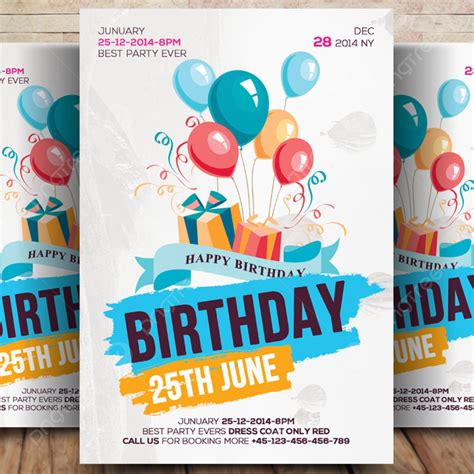 Birthday flyers templates for different ages and themes