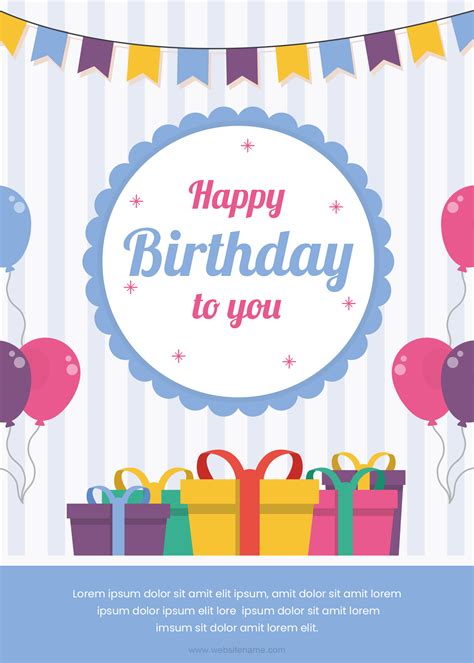 Birthday gift card template on a computer screen