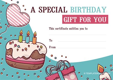 Birthday Gift Certificate Template for Restaurant