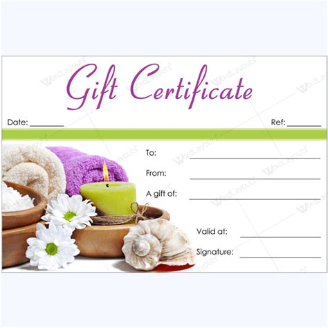 Birthday Gift Certificate Template for Spa