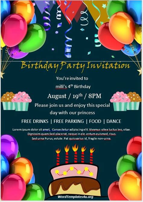 Birthday invitation flyers templates