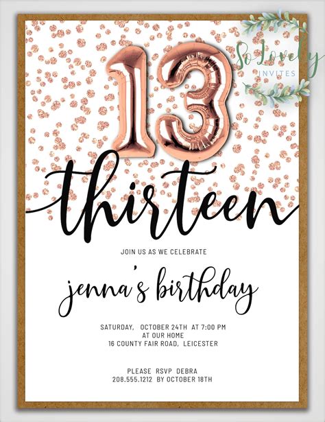 Birthday invitation ideas for 13-year-olds