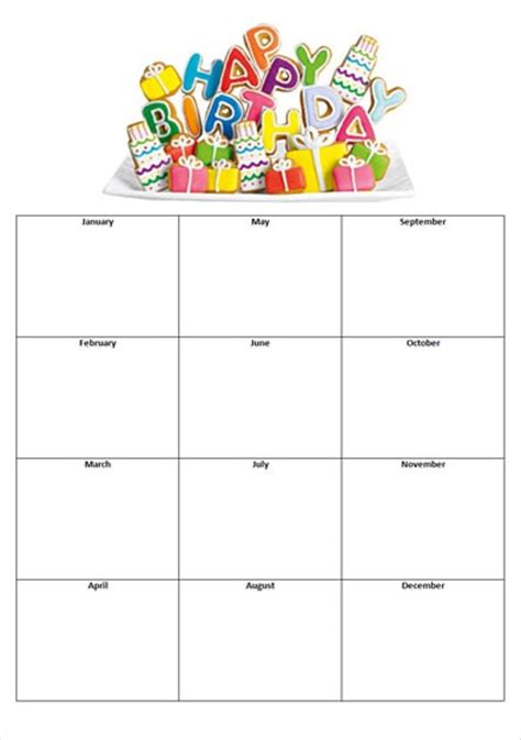 Birthday List Template 7