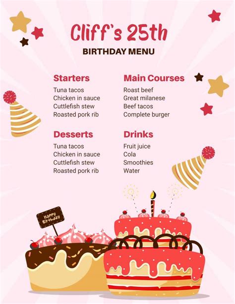 Birthday Menu Design