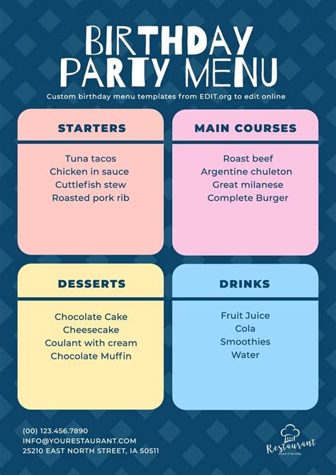 Birthday Menu Template 5