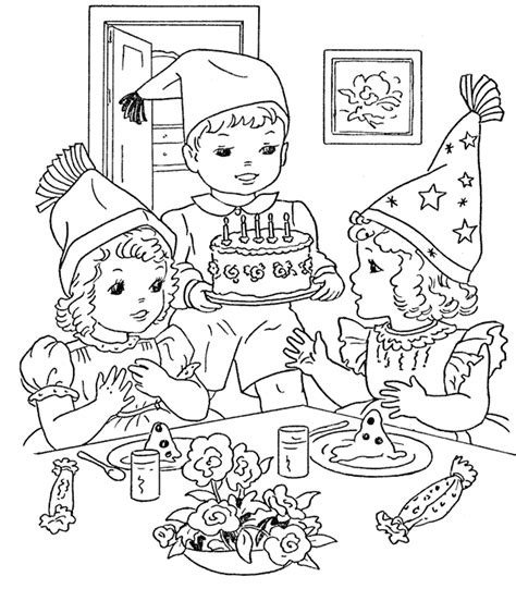 Birthday party coloring page