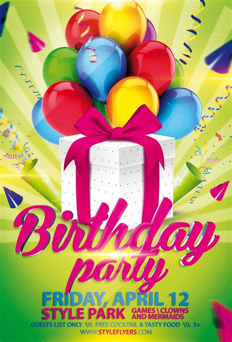 Birthday party flyer template with photo