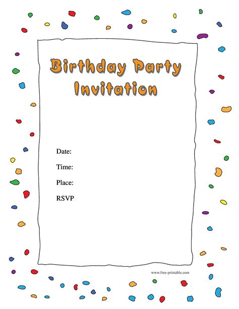 Birthday Party Invitation Template with RSVP in Word