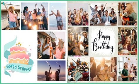 Birthday party photo collage template