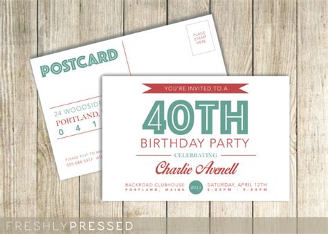 Birthday Party Postcard Invite Template