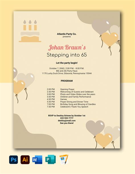 Birthday Party Program Template 5