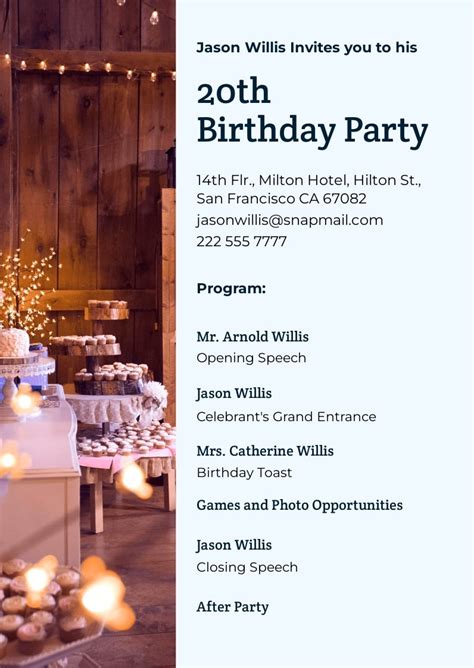 Birthday Party Program Template 6