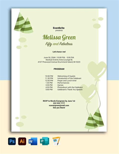 Birthday Party Program Template 9