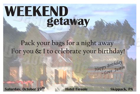 Birthday Weekend Getaway Gift Ideas