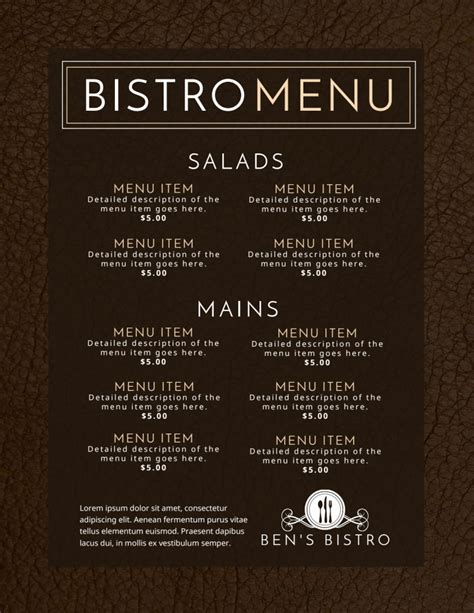 Bistro Menu Template