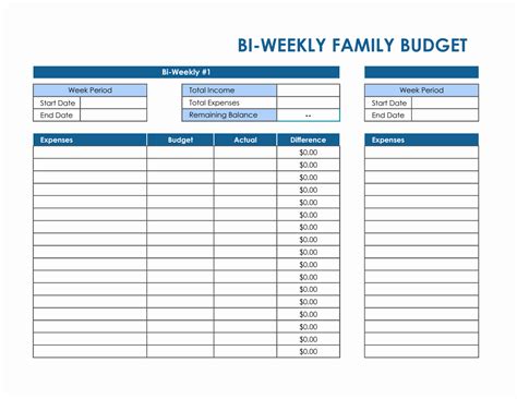 Biweekly Budget Excel Template Format