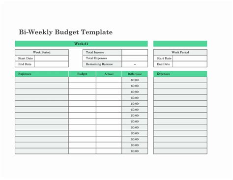 Bi-Weekly Budget Template Excel