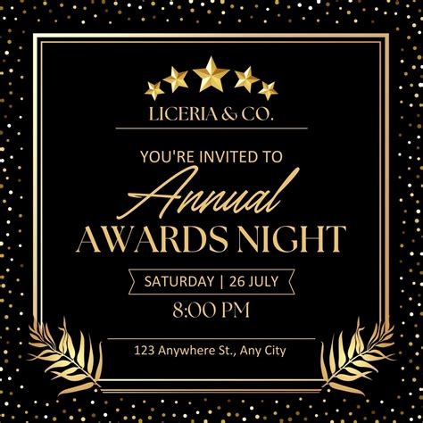 Black and Gold Award Show Invitation Templates