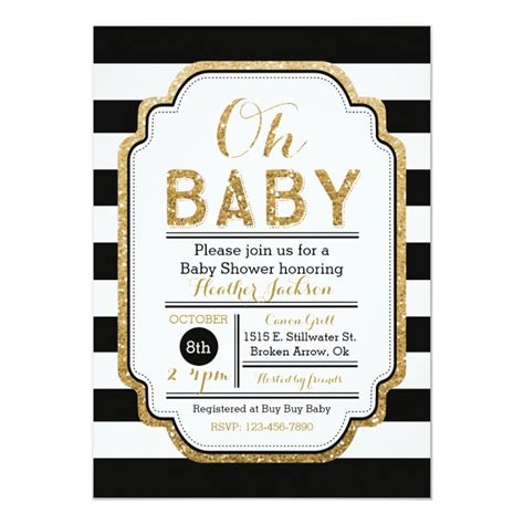 Black and Gold Baby Shower Invitation