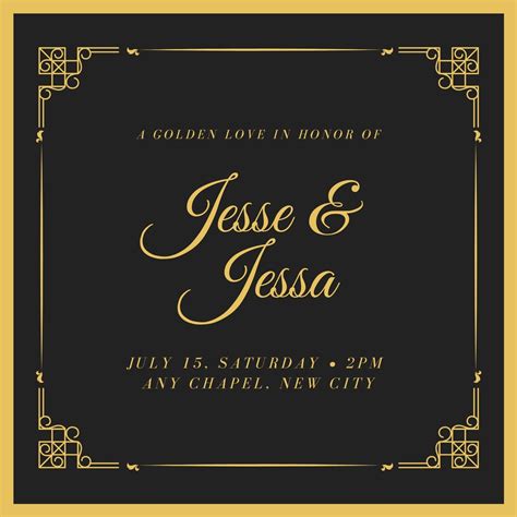 Black and Gold Editable Invitation Templates