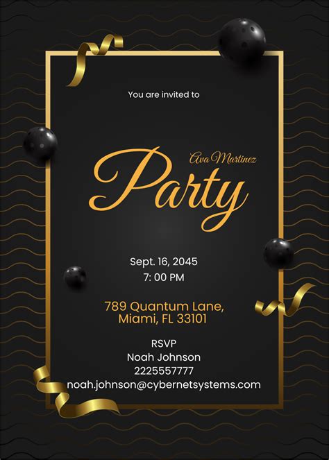 Black and Gold Gala Invitation Template