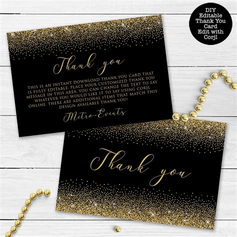 Black and Gold Thank You Card Template