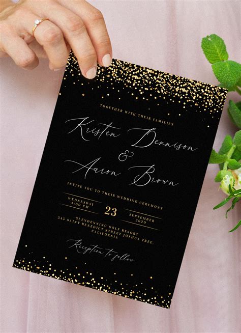 Black and Gold Wedding Invitation