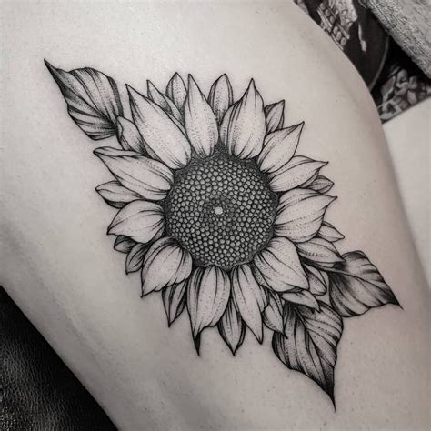 Black and grey sunflower tattoo designs