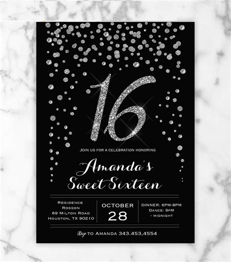 Black and Silver Social Invitation Templates