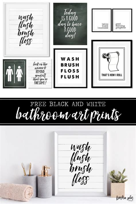 Black and white bathroom printables can add a touch of sophistication to your bathroom