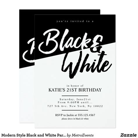 Black and White Birthday Invitations Designs Ideas