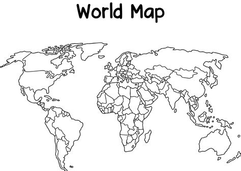 A black and white printable world map as a game