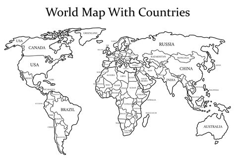 A child using a black and white printable world map