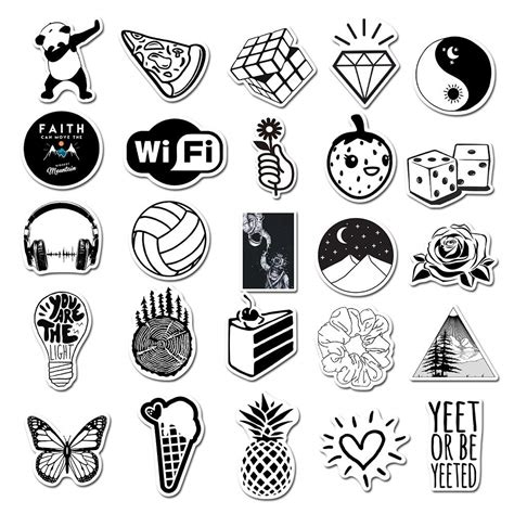 Black and White Sticker Designs