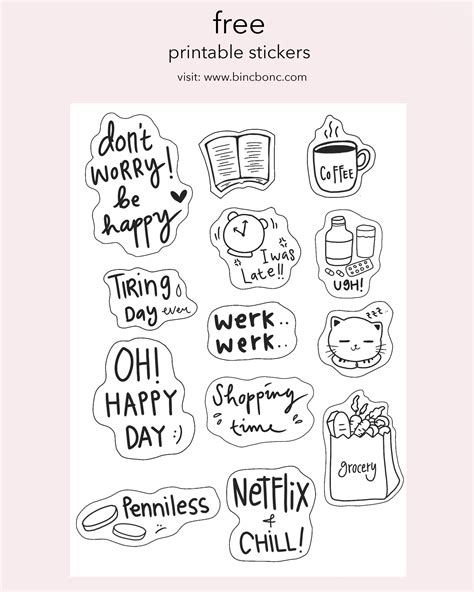 Black and White Stickers Printable