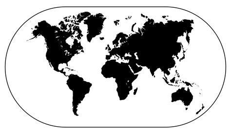 Black and White World Map Printable