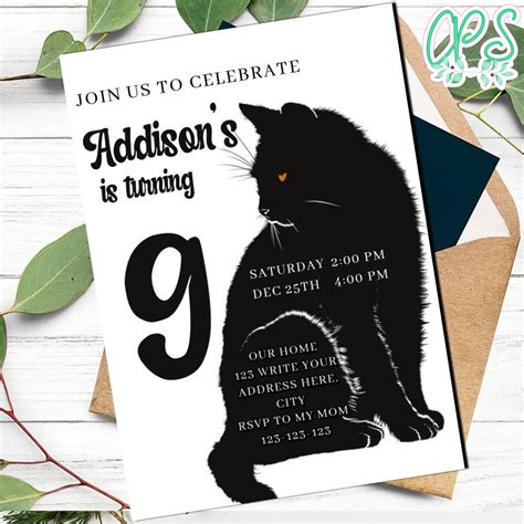 Black Cat Invitation Template