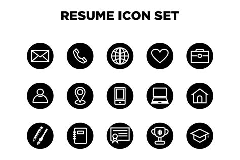 Black and Gold Resume Template with Icons